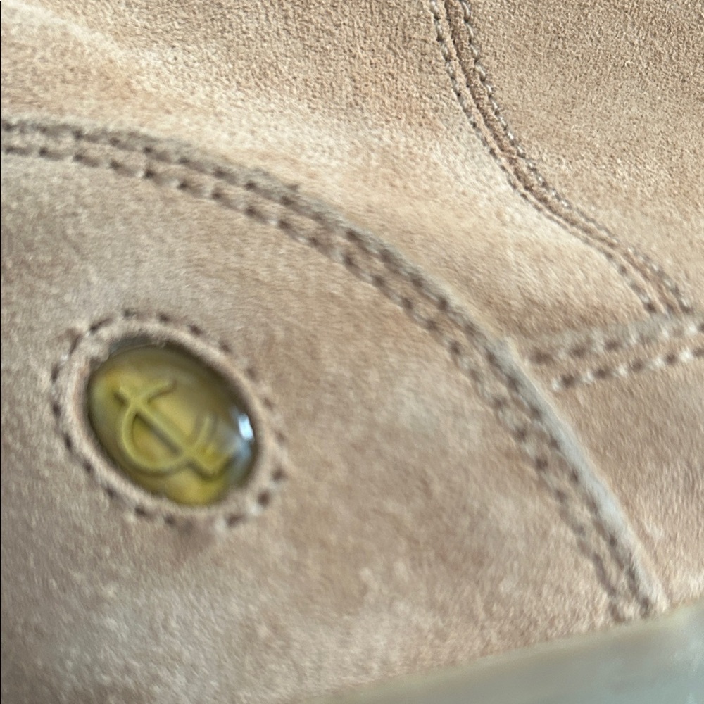 Coach Tan Boots with Multicolor Knit Cuffs - Picture 3 of 5